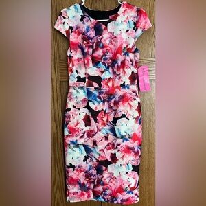 NWT Betsey Johnson floral bodycon dress. Sz 8. Multicolor